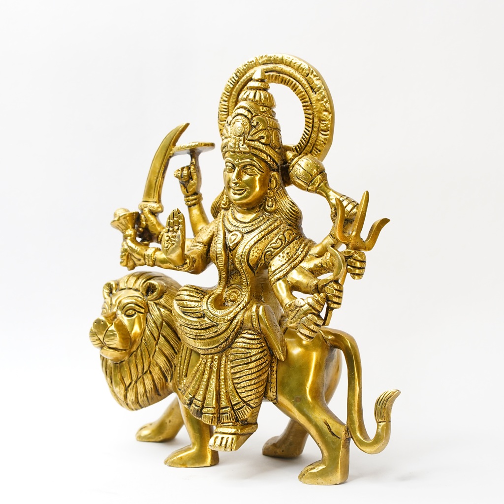 Brass Durga Devi Idol (8.9 Inch) - Image 3