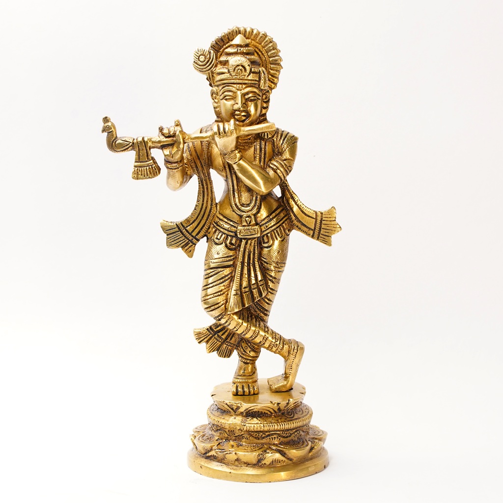 Brass Krishna Ji God Idol - Image 2